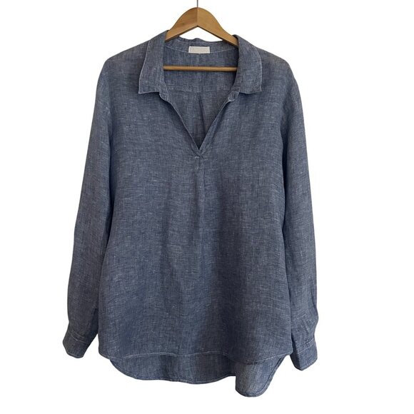 CP Shades Linen Split Neck Tunic Top Womens Size M Beach Lagenlook Minimalist - Picture 1 of 8